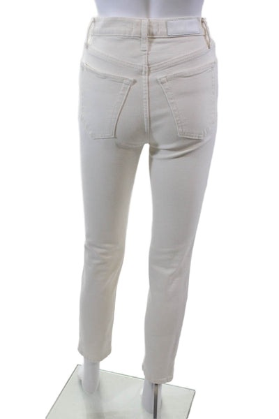 Re/Done Womens Button Fly High Rise Skinny Ankle Jeans White DenimS ize 25