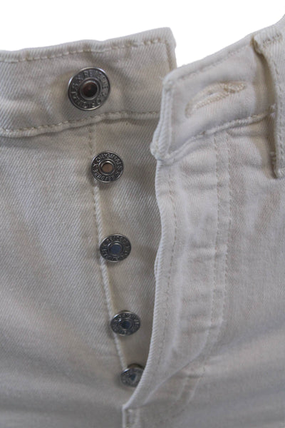 Re/Done Womens Button Fly High Rise Skinny Ankle Jeans White DenimS ize 25