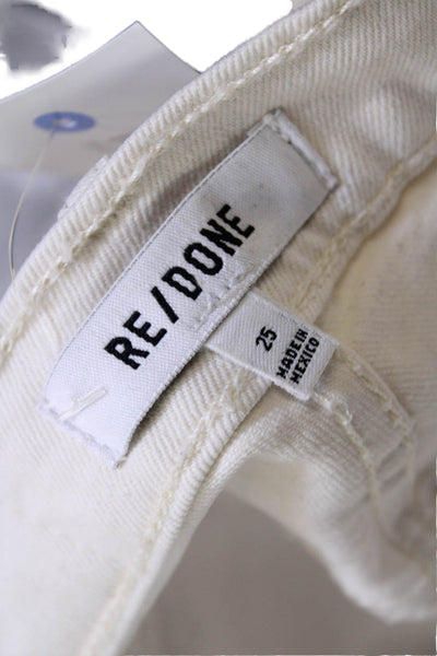Re/Done Womens Button Fly High Rise Skinny Ankle Jeans White DenimS ize 25