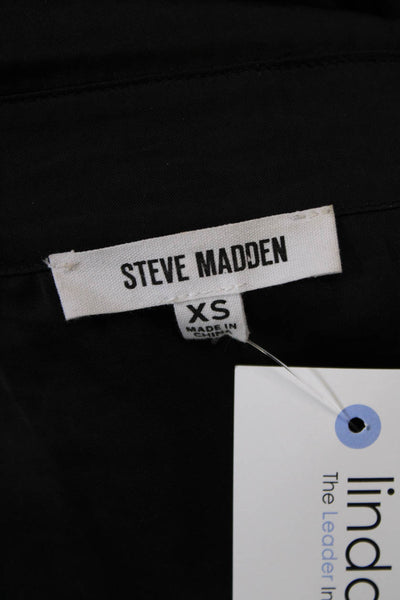 Steve Madden Womens Collared Belted Short Sleeve Taperes Jumpsuit Black Size XS