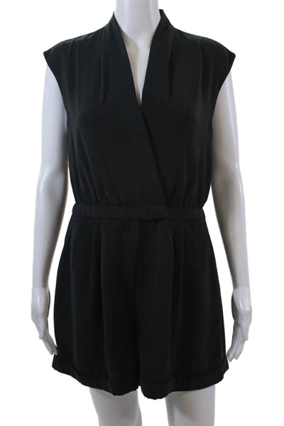 Reiss Womens V-Neck Sleeveless Hook Closure Two Pocket Romper Black Size 8