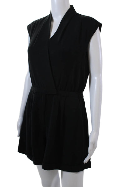 Reiss Womens V-Neck Sleeveless Hook Closure Two Pocket Romper Black Size 8