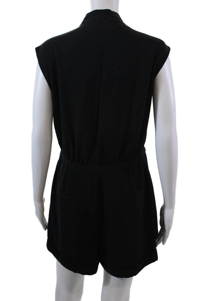 Reiss Womens V-Neck Sleeveless Hook Closure Two Pocket Romper Black Size 8