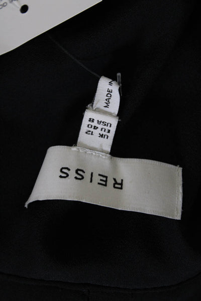 Reiss Womens V-Neck Sleeveless Hook Closure Two Pocket Romper Black Size 8