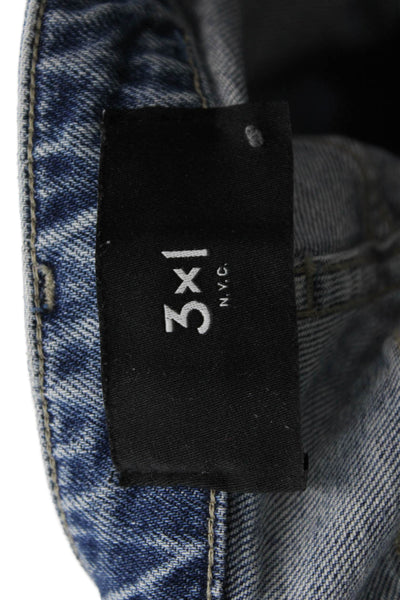 3x1 NYC Womens Mid Rise Raw hem Straight Leg Jeans Blue Size 31