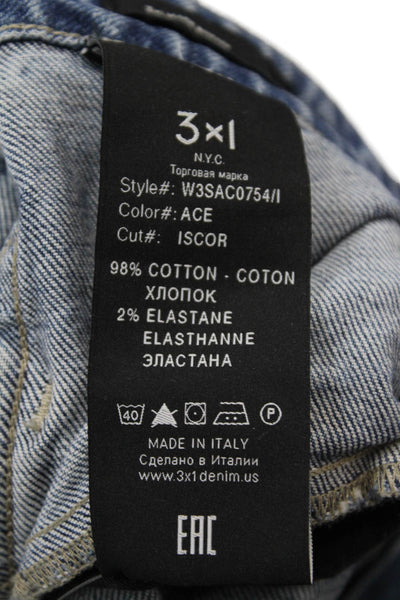 3x1 NYC Womens Mid Rise Raw hem Straight Leg Jeans Blue Size 31