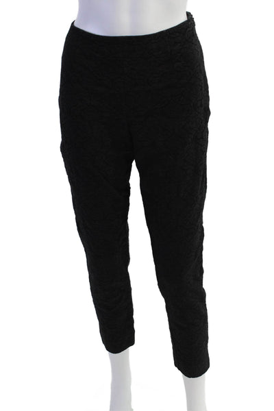 St. John Womens Flat Front Zip Up Textured Pants Black Size 8