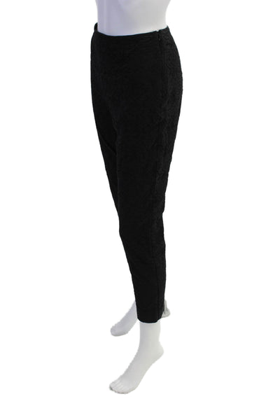 St. John Womens Flat Front Zip Up Textured Pants Black Size 8