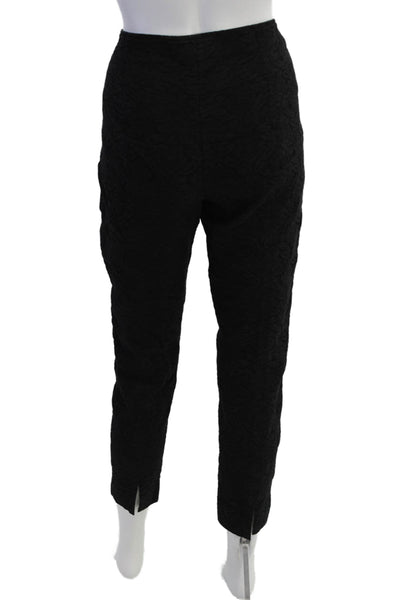 St. John Womens Flat Front Zip Up Textured Pants Black Size 8