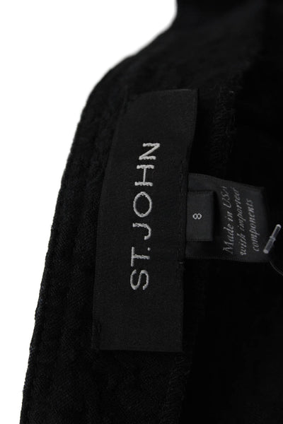 St. John Womens Flat Front Zip Up Textured Pants Black Size 8