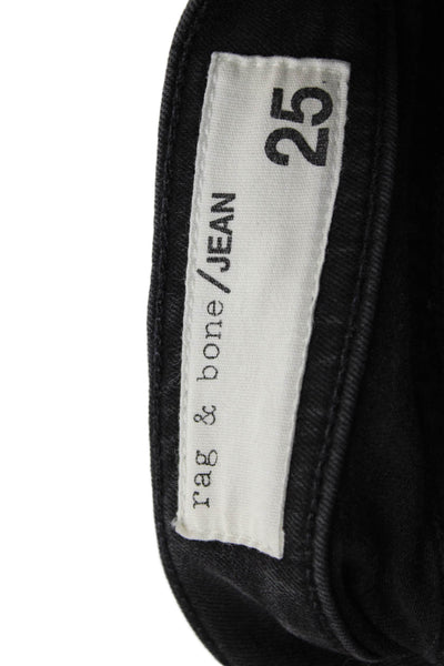 Rag & Bone Jean Womens High Rise 10 Inch Skinny Leg Jeans Black Cotton Size 25