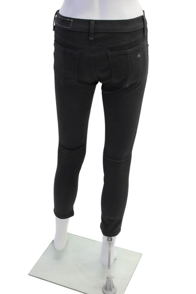 Rag & Bone Jean Womens Mid Rise Legging Pants Coated Charcoal Gray Cotton Size 2