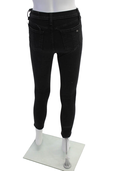 Rag & Bone Jean Womens High Rise Zip Up Legging Jeans Black Cotton Size 26