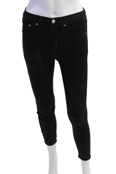 Rag & Bone Jean Womens High Rise Ankle Skinny Leg Jeans Black Cotton Sz 25
