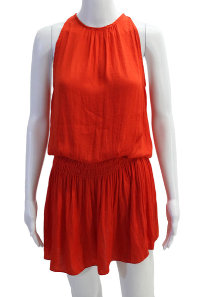Do + Be Womens Sleeveless Crew Neck Smocked Shift Dress Red Size Small