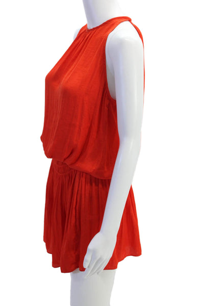 Do + Be Womens Sleeveless Crew Neck Smocked Shift Dress Red Size Small