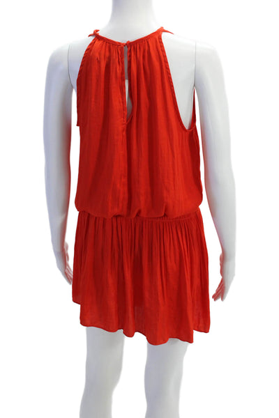 Do + Be Womens Sleeveless Crew Neck Smocked Shift Dress Red Size Small