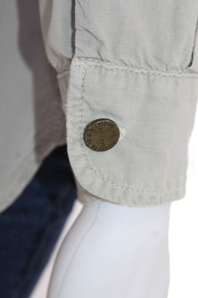 Current/Elliott Womens Cotton Long Sleeve Button Down Shirt Biege Size 0
