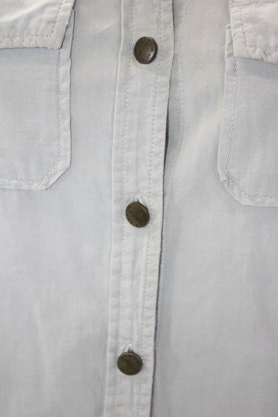 Current/Elliott Womens Cotton Long Sleeve Button Down Shirt Biege Size 0