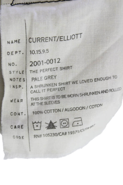 Current/Elliott Womens Cotton Long Sleeve Button Down Shirt Biege Size 0