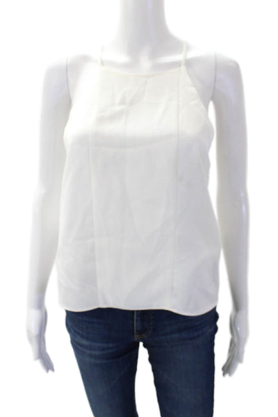 Parker Womens Square Neck Sleeveless Halter Top White Size S