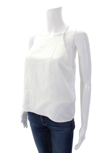 Parker Womens Square Neck Sleeveless Halter Top White Size S