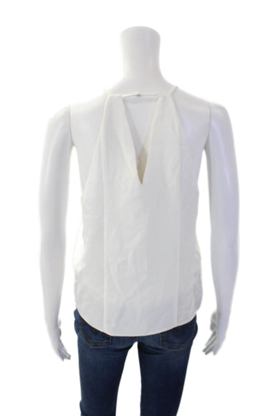 Parker Womens Square Neck Sleeveless Halter Top White Size S