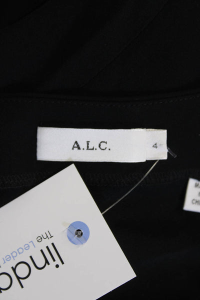 ALC Womens V Neck Short Sleeve Off Shoulder Blouse Black Size 4