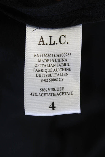 ALC Womens V Neck Short Sleeve Off Shoulder Blouse Black Size 4