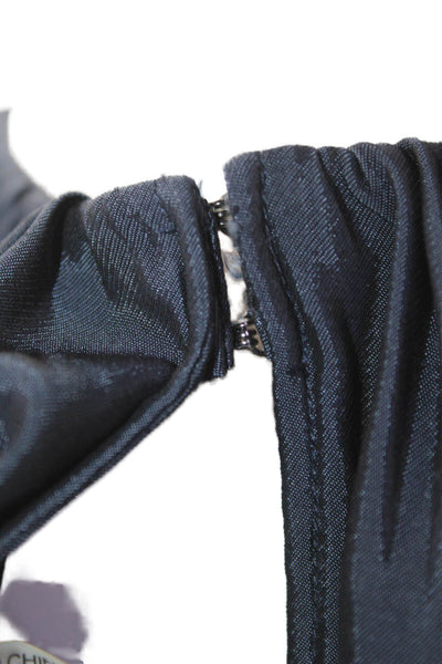 Ramy Brook Womens Long Sleeve Cold Shoulder Beaded Halter Blouse Blue Size S