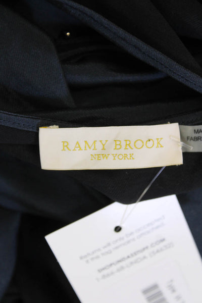 Ramy Brook Womens Long Sleeve Cold Shoulder Beaded Halter Blouse Blue Size S