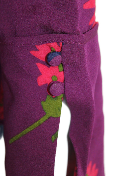 Tanya Taylor Womens Silk Floral Ruffle Trim Cold Shoulder Top Purple Size 2