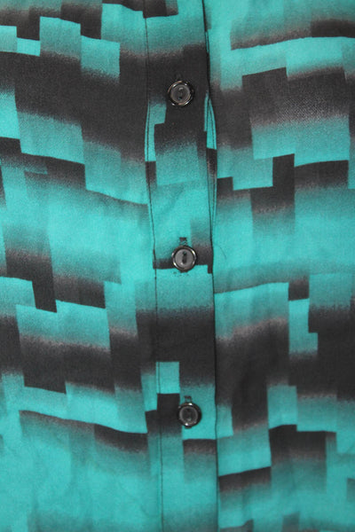 Parker Womens Silk Collared Cold Shoulder Printed Buttoned Blouse Blue Size XS