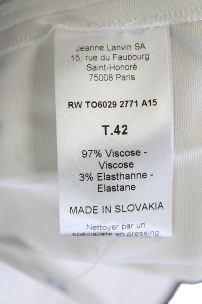 Lanvin Womens V-Neck Long Sleeved Tied Neck Detail Blouse White Size 42