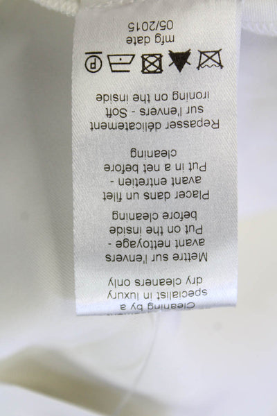 Lanvin Womens V-Neck Long Sleeved Tied Neck Detail Blouse White Size 42