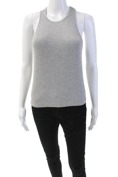Michael Stars Womens Cotton Ribbed Knit Sleeveless Tank Top Gray Size L