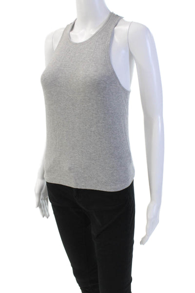 Michael Stars Womens Cotton Ribbed Knit Sleeveless Tank Top Gray Size L