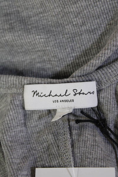 Michael Stars Womens Cotton Ribbed Knit Sleeveless Tank Top Gray Size L