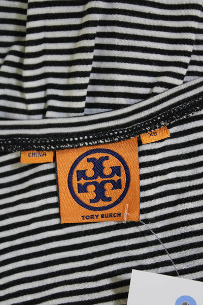 Tory Burch Womens Striped Stretch Sleeveless Scoop Neck Tank Top Blue Size XS