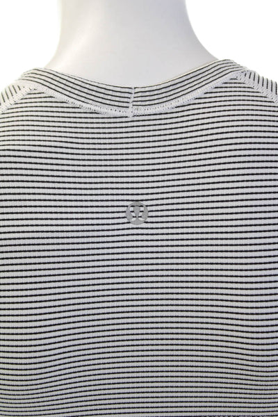 Lululemon Womens Activewear Striped Short Sleeve Basic T-Shirt White Size 4