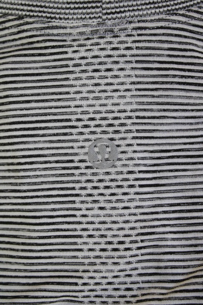 Lululemon Womens Striped Print Stretch Short Sleeve T-Shirt Black Size 4