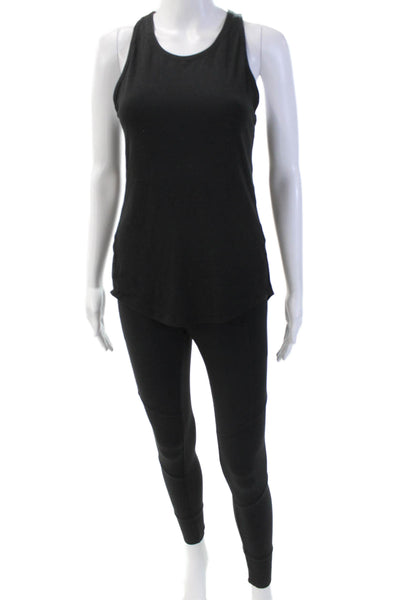 Athleta Womens Scoop Neck Sleeveless Tank Top Legging Set Black Size XS