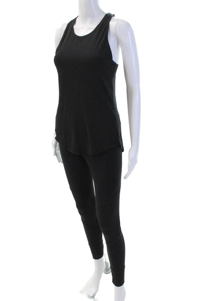 Athleta Womens Scoop Neck Sleeveless Tank Top Legging Set Black Size XS