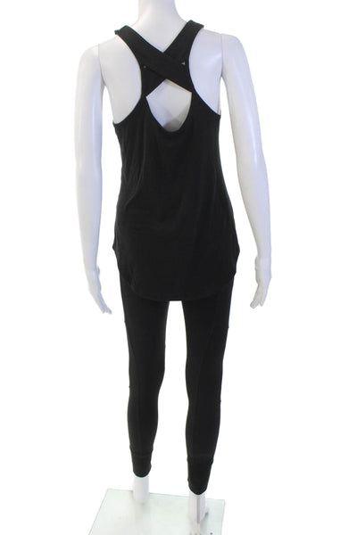 Athleta Womens Scoop Neck Sleeveless Tank Top Legging Set Black Size XS