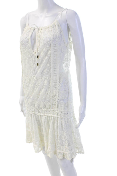 Melissa Odabash Womens Embroidered Sleeveless A Line Dress White Size Small