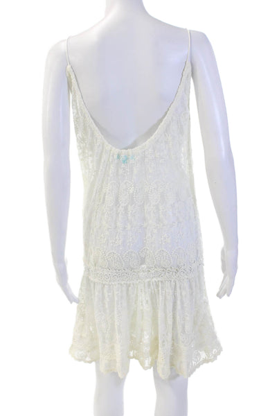 Melissa Odabash Womens Embroidered Sleeveless A Line Dress White Size Small
