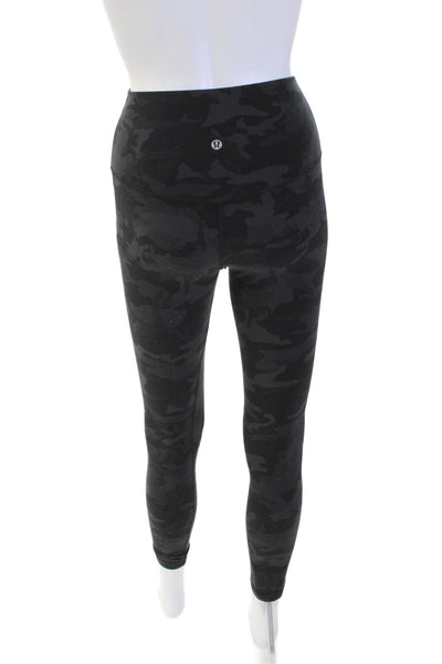 Lululemon Womens Camouflage Print Pull On Athletic Leggings Black Grey Size 4