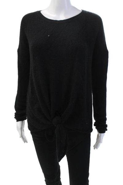 Autumn Cashmere Womens Tie Front Long Sleeves Sweater Black Size Extra Small