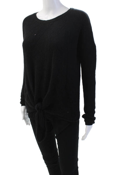 Autumn Cashmere Womens Tie Front Long Sleeves Sweater Black Size Extra Small