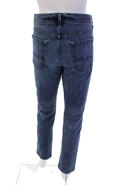 7 For All Mankind Womens Cotton 5 Pocket Mid-Rise Slim Fit Jeans Blue Size 33